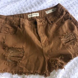 Tan High Rise Shorts